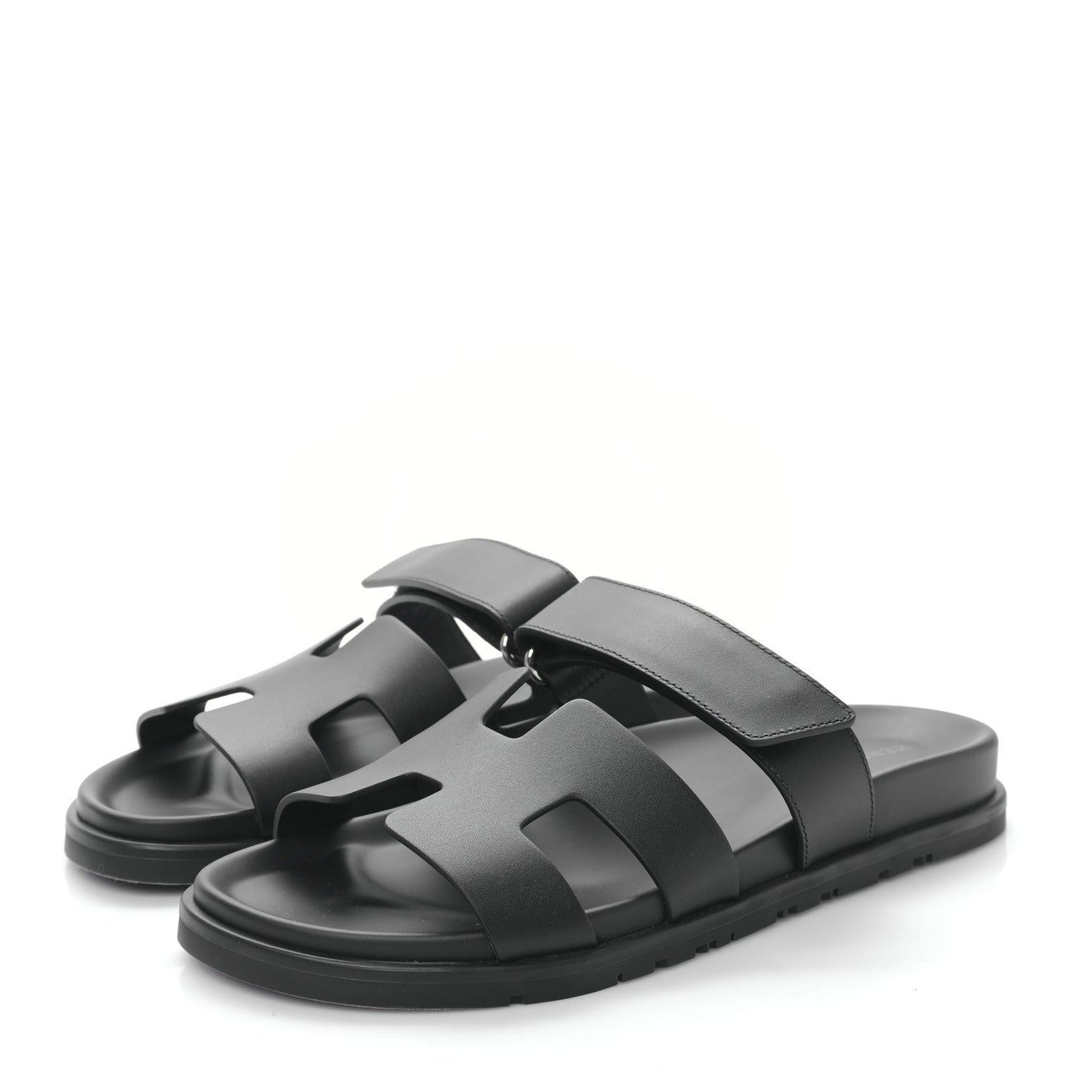 Hermes Calfskin Womens Chypre Sandals 39.5 Black 3 of 9