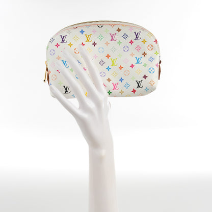 Louis Vuitton Monogram Multicolor Cosmetic Pouch White Litchi 2 of 7