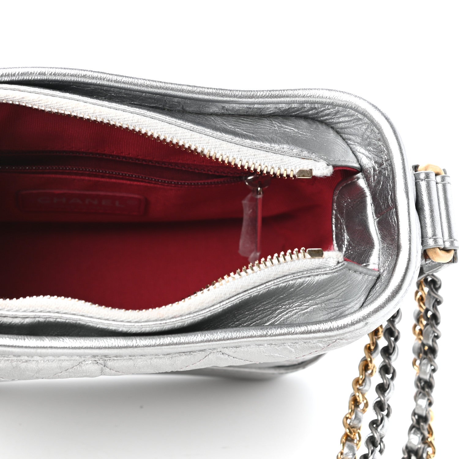 Chanel Metallic Aged Calfskin Quilted Small Gabrielle Hobo Silver 5 of 9