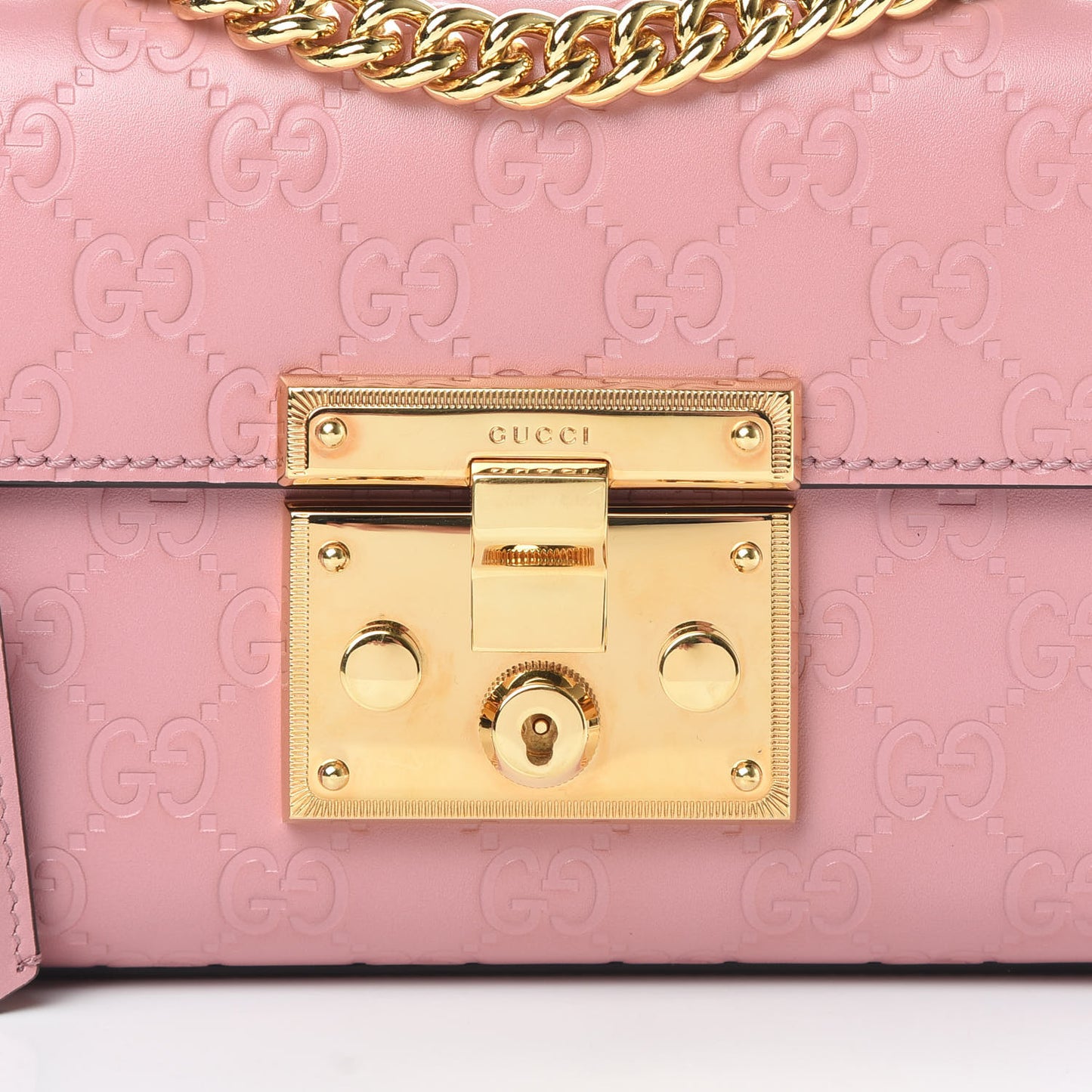 Guccissima Small Padlock Shoulder Bag Rose Baby Candy