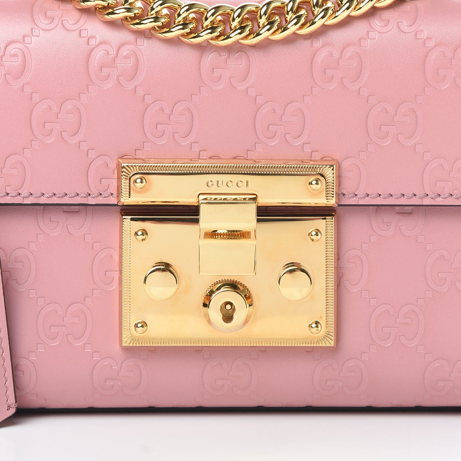 Gucci Guccissima Small Padlock Shoulder Bag Rose Baby Candy 8 of 11