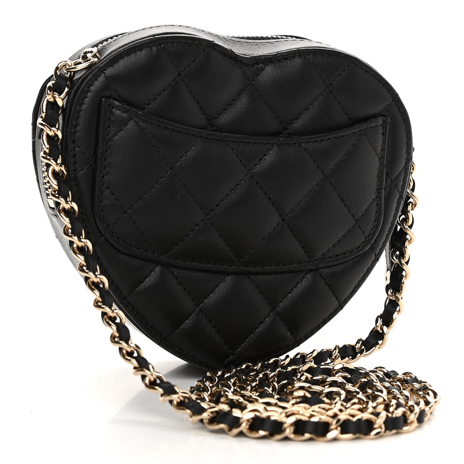Chanel Lambskin Quilted CC In Love Heart Clutch With Chain Black 3 of 12