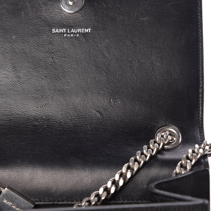 Saint Laurent Suede Fringe Chain Small Monogram Satchel Black 10 of 12