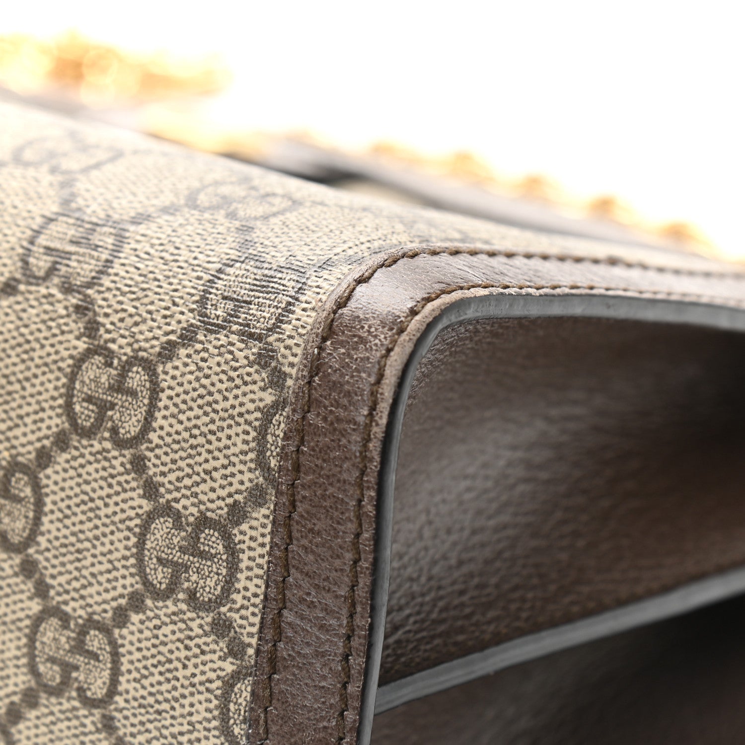 Gucci GG Supreme Monogram Web Medium Ophidia Chain Shoulder Bag Brown 11 of 12