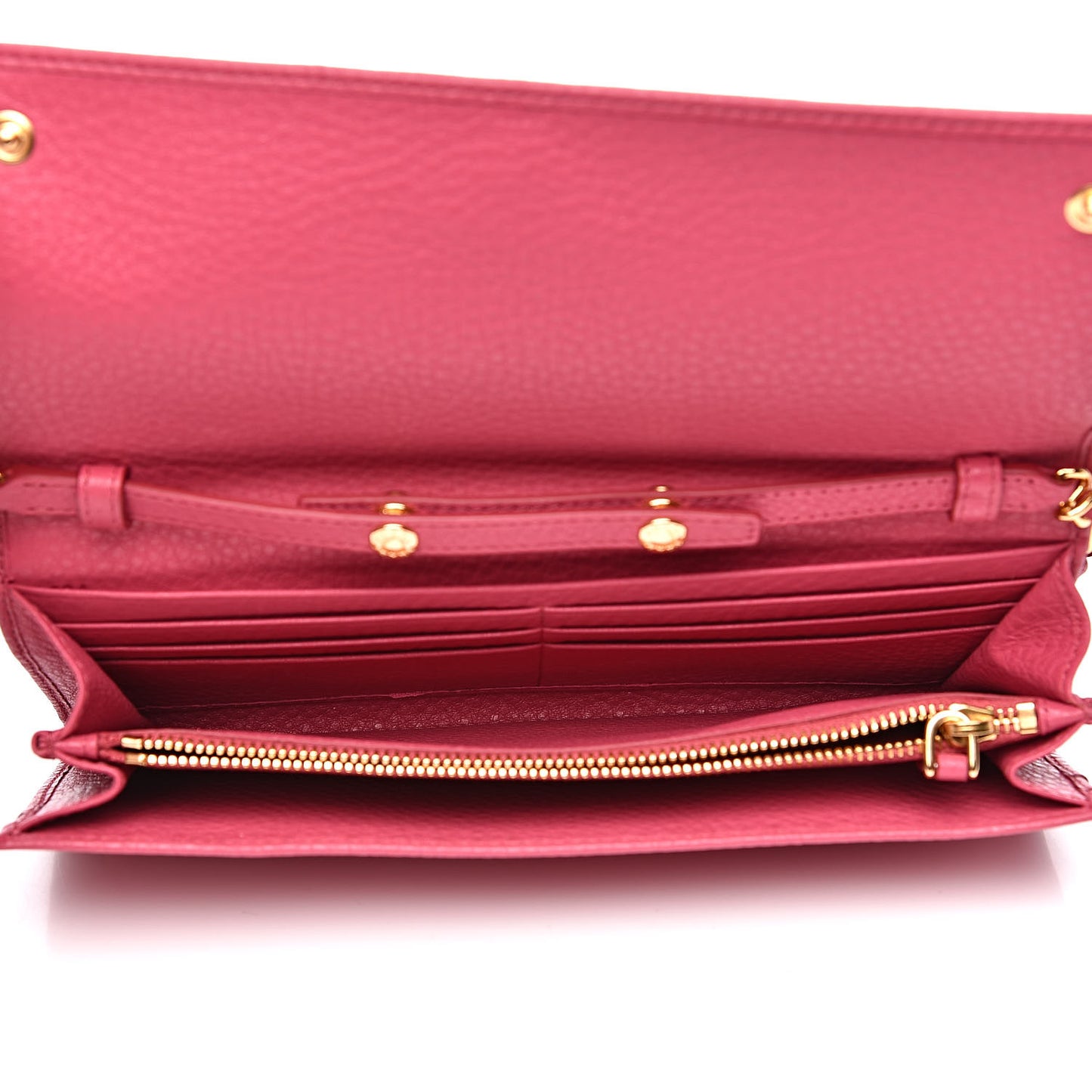 Vitello Grain Metal Oro Chain Wallet Peonia