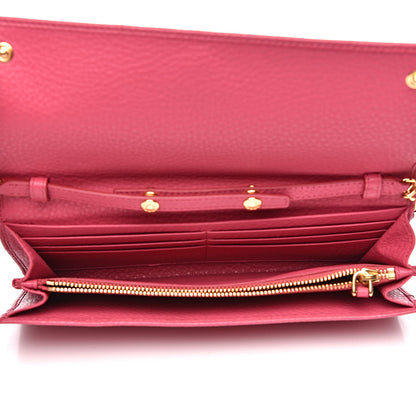 Prada Vitello Grain Metal Oro Chain Wallet Peonia 5 of 9
