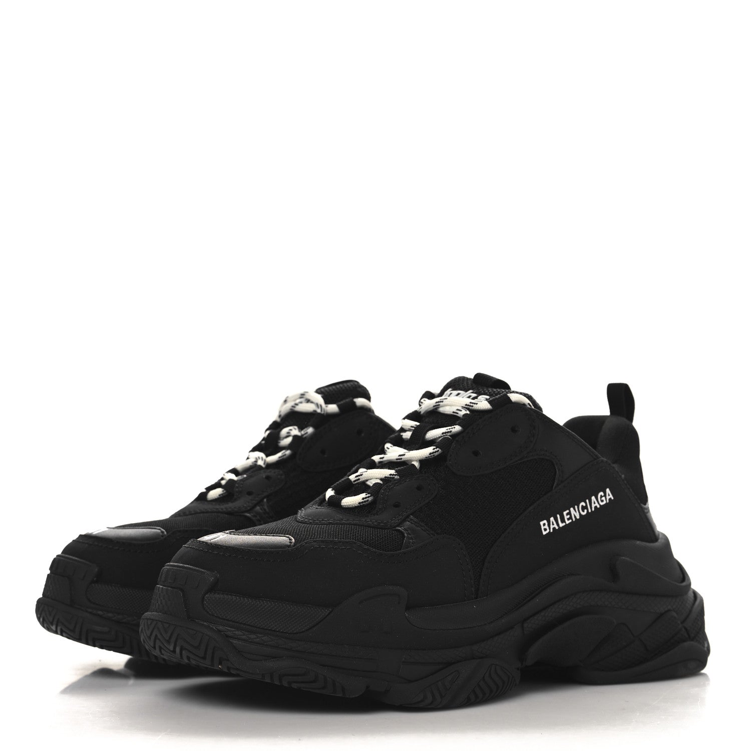Balenciaga Fabric Mesh Womens Triple S Sneakers 41 Black 4 of 8