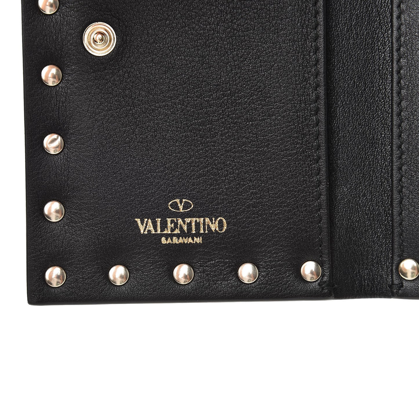 Vitello Rockstud Coin Case Card Holder Black