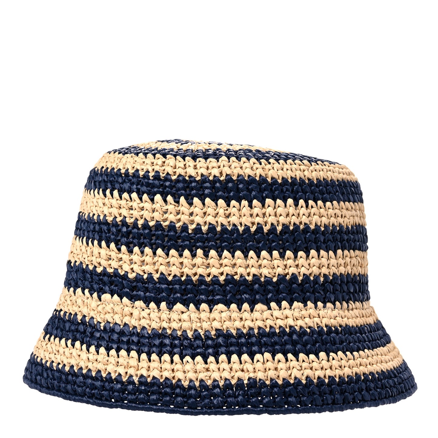 Raffia Striped Logo Embroidered Womens Bucket Hat M Naturale Baltico