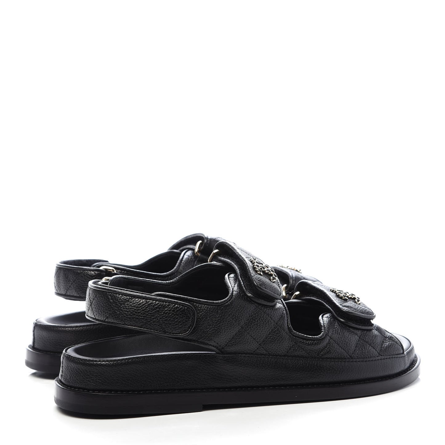 Grained Calfskin Velcro Dad Sandals 36.5 Black