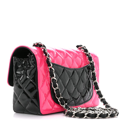 Chanel Patent Calfskin Quilted Bi-Color Mini Rectangular Flap Pink Black 3 of 11
