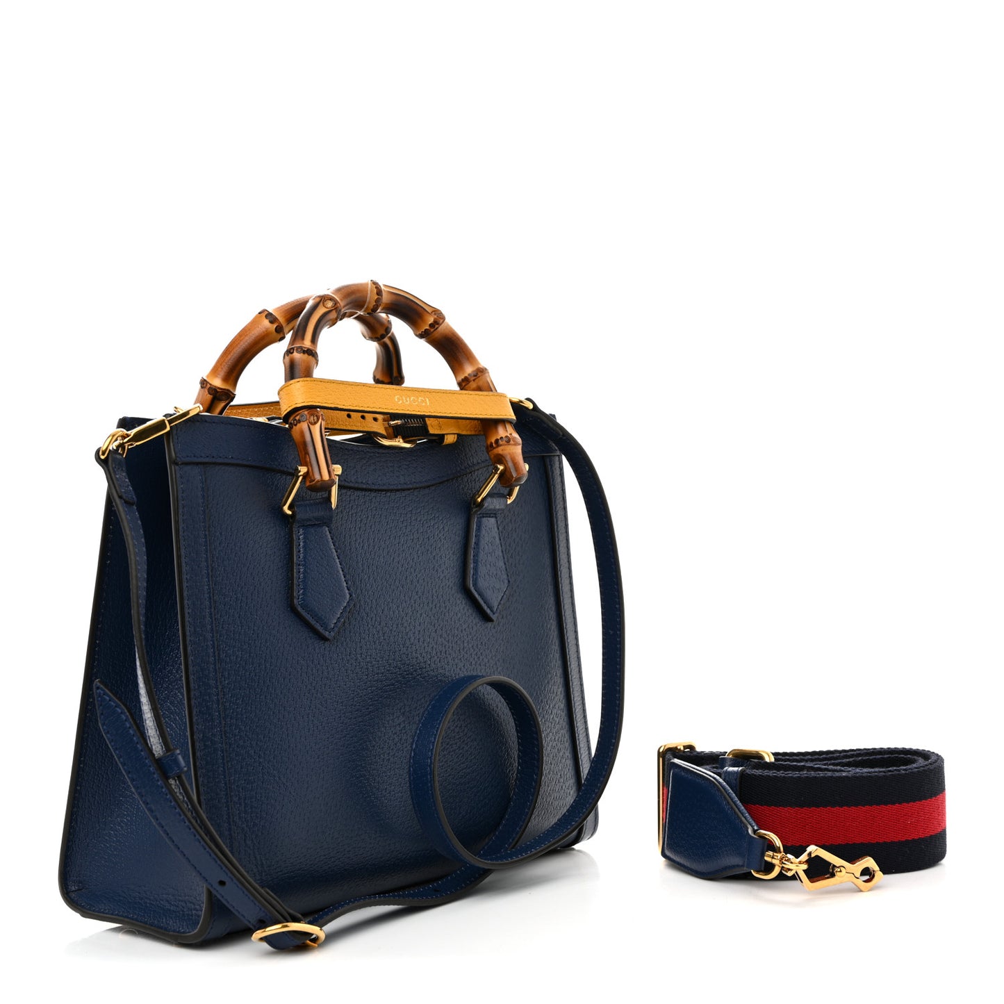 Textured Dollar Calfskin Web Small Diana Tote Bag Royal Crop