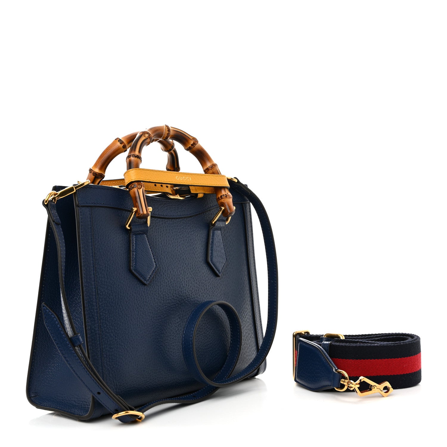 Gucci Textured Dollar Calfskin Web Small Diana Tote Bag Royal Crop 3 of 9