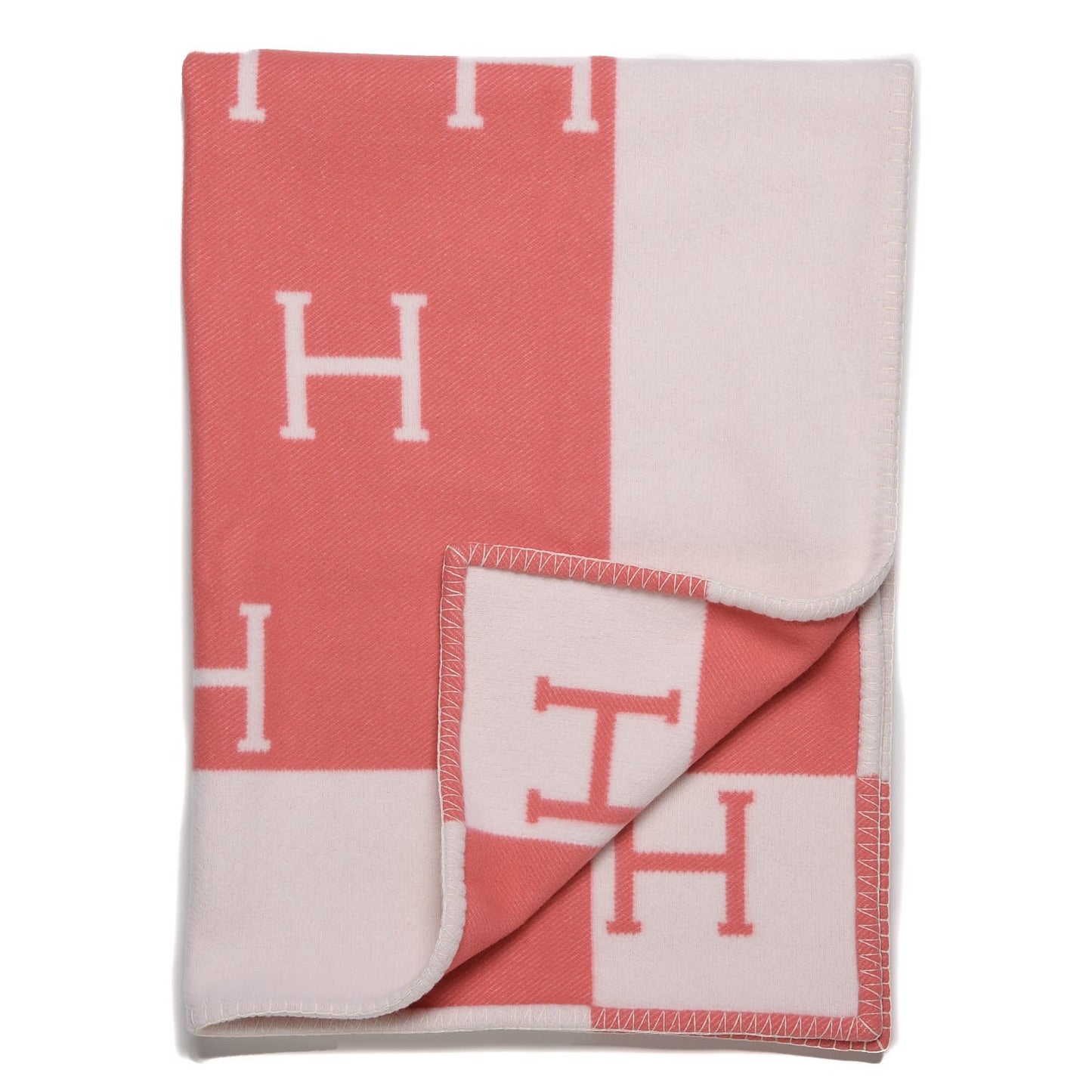 Wool Cashmere Avalon Baby Blanket Rose Airelle White