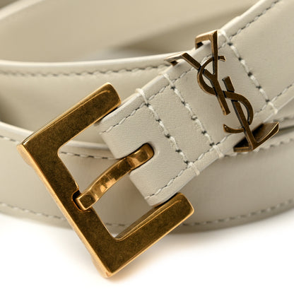 Saint Laurent Smooth Calfskin Monogram Square Buckle Belt 75 30 Crema Soft 6 of 7