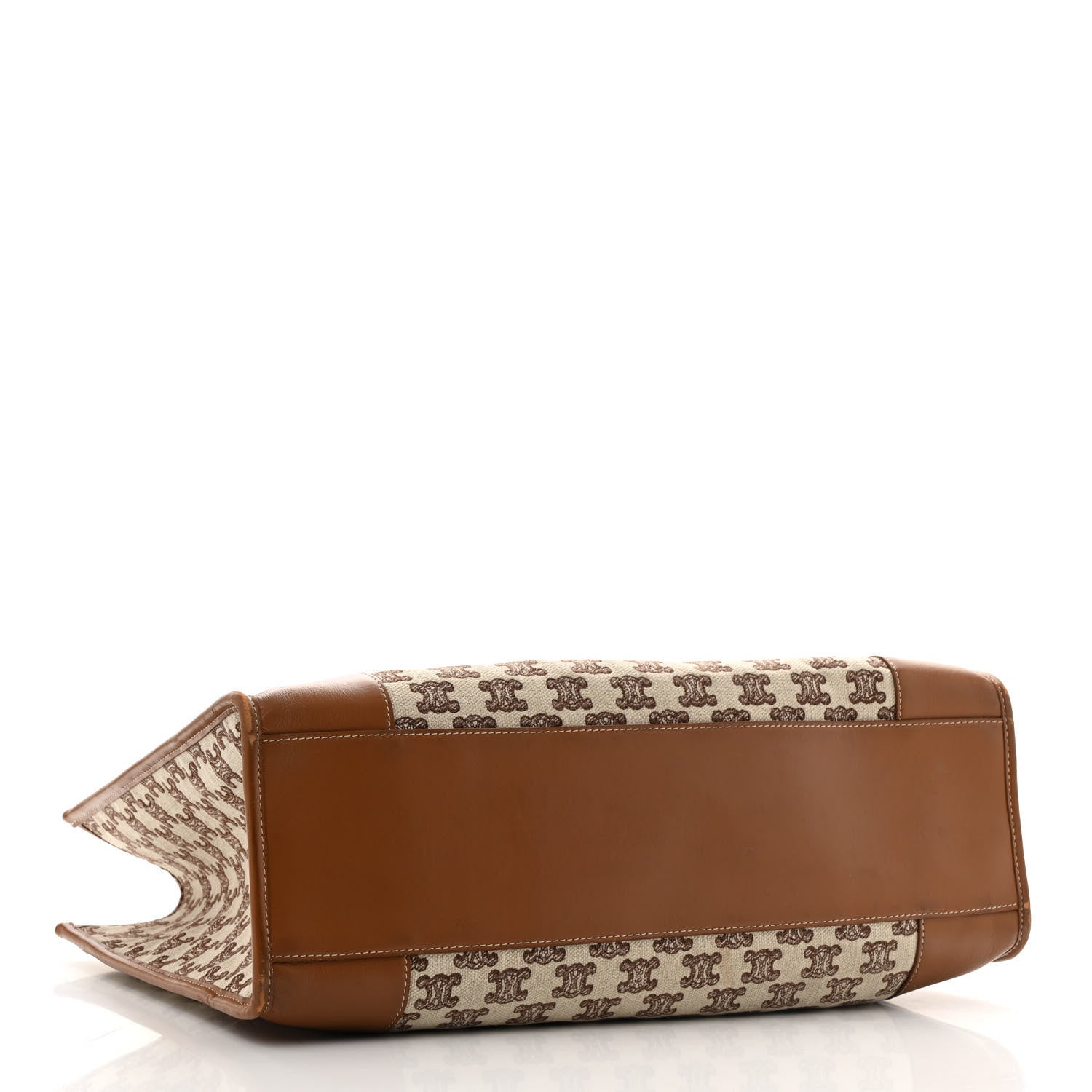 Celine Canvas Calfskin Triomphe Embroidered Horizontal Cabas Tan 4 of 14