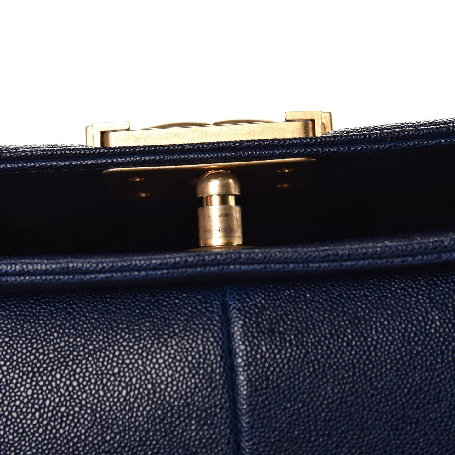 Caviar Quilted Medium Boy Flap Dark Blue
