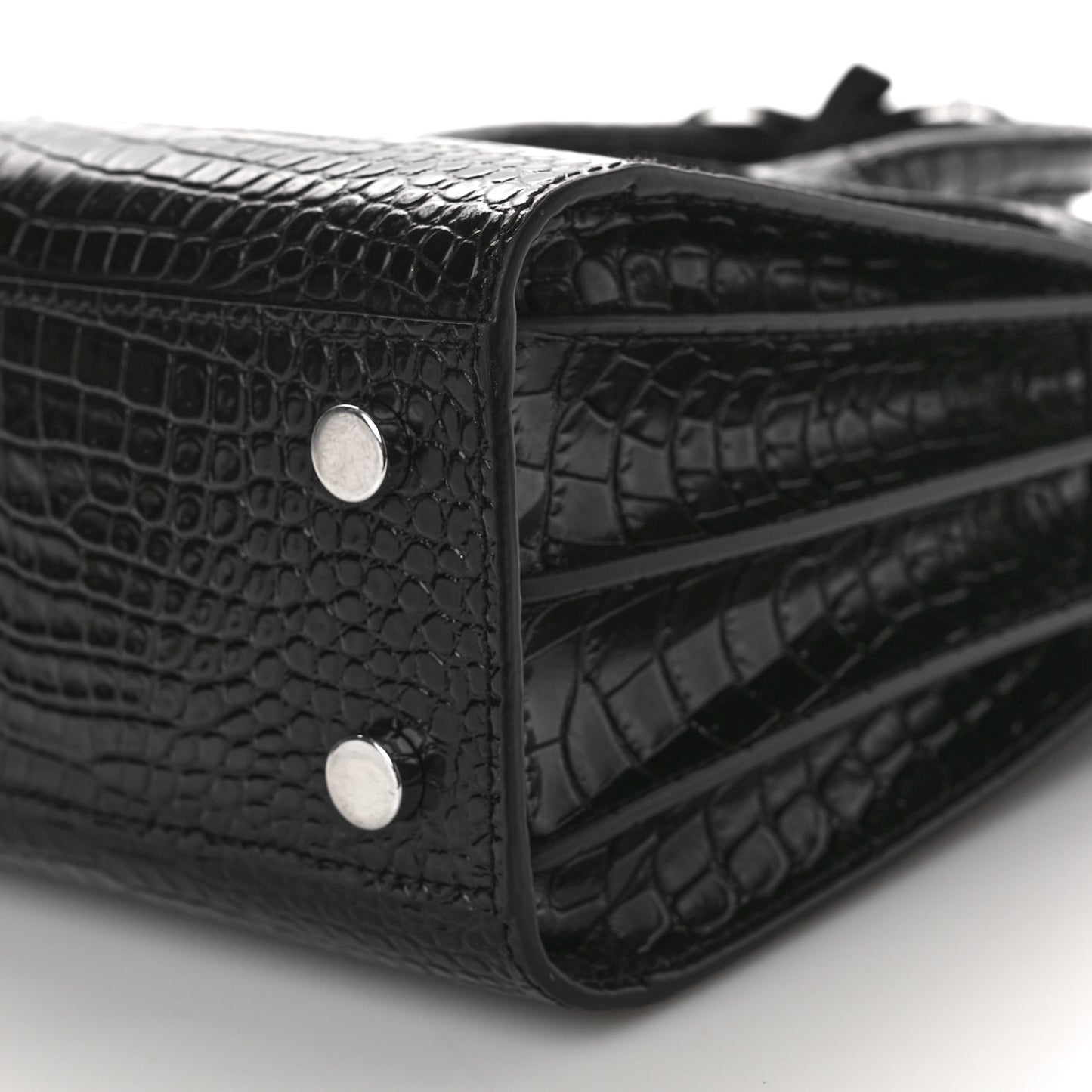Calfskin Crocodile Embossed Nano Sac De Jour Black