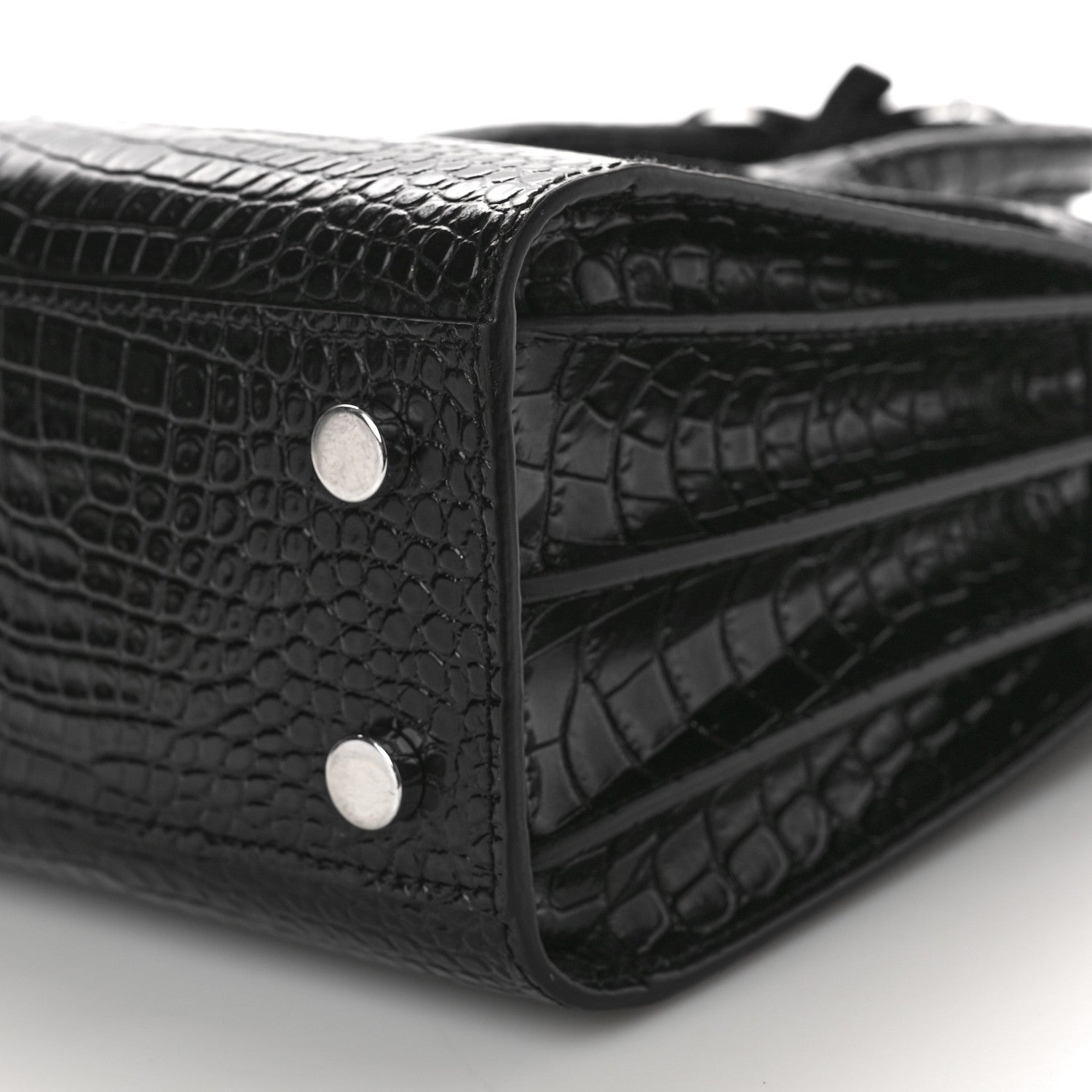 Saint Laurent Calfskin Crocodile Embossed Nano Sac De Jour Black 10 of 11