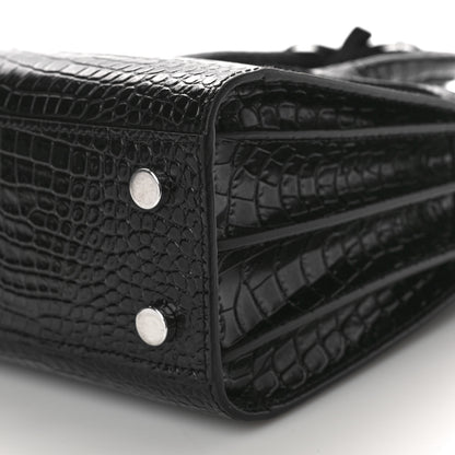 Saint Laurent Calfskin Crocodile Embossed Nano Sac De Jour Black 10 of 11