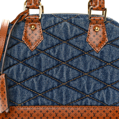 Louis Vuitton Denim Calfskin Reverse Monogram Malletage Alma BB Blue 7 of 9