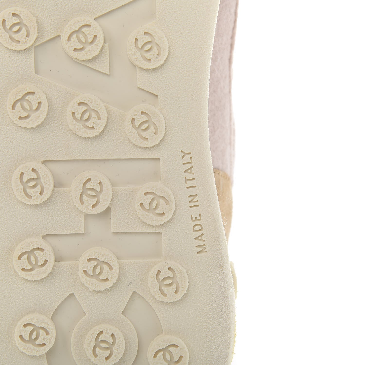 Chanel Nylon Calfskin Suede Womens CC Sneakers 41 Beige Pink 8 of 9
