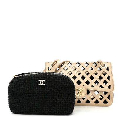 Chanel Metallic Lambskin Small Sea Through Flap Gold Black 3 of 14