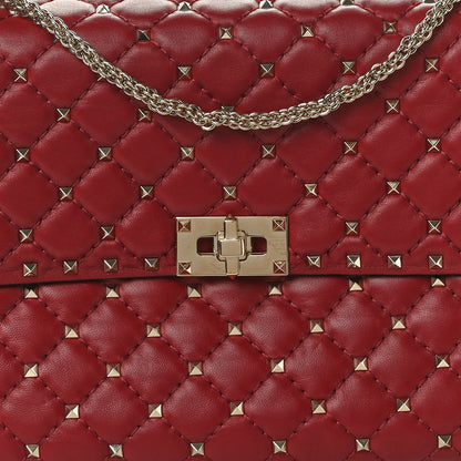 Valentino Garavani Nappa Large Rockstud Spike Shoulder Bag Rubino 7 of 9