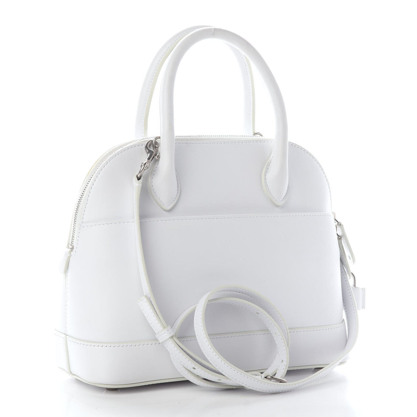 Calfskin Gothic Logo S Ville Top Handle Bag White
