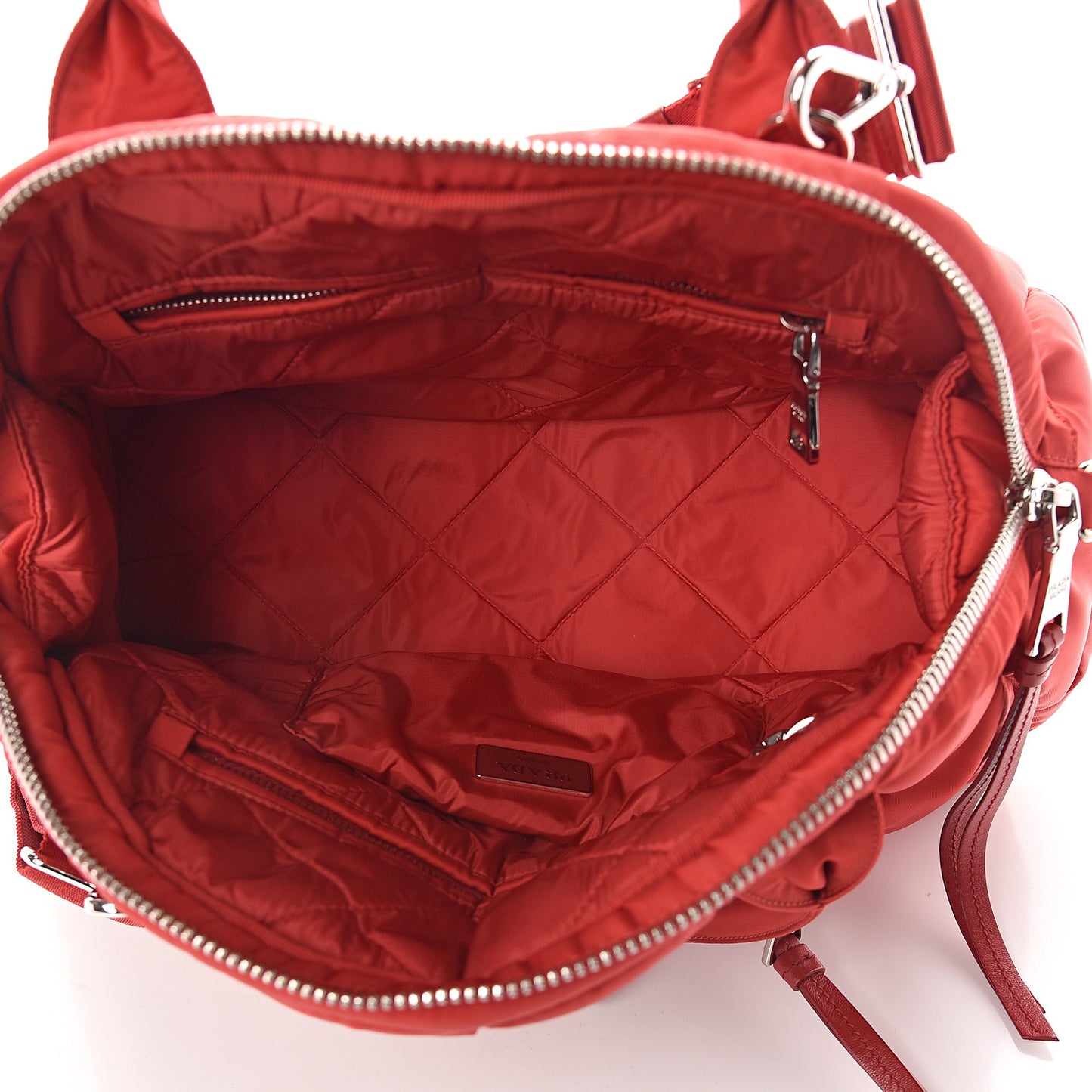 Tessuto Nylon Bomber Dome Satchel Red