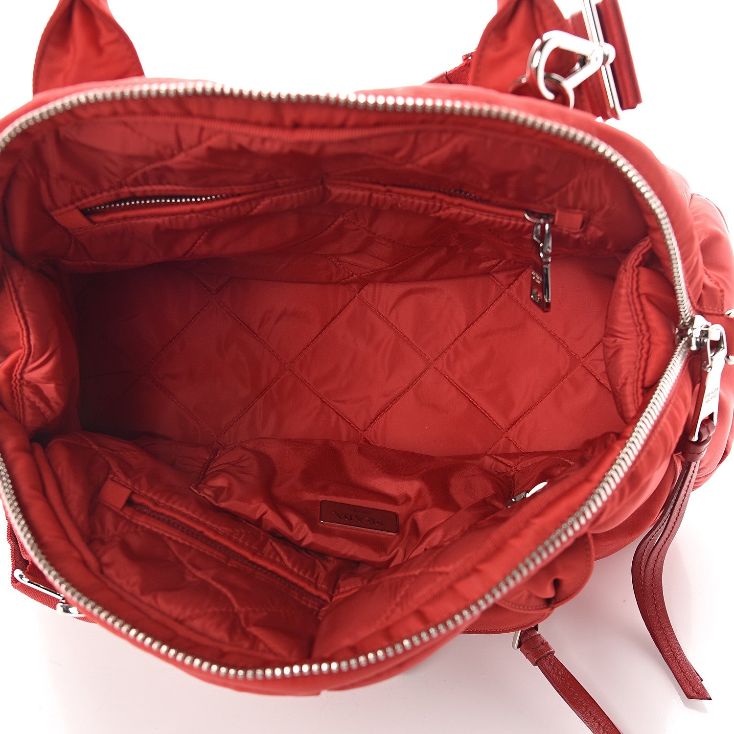 Prada Tessuto Nylon Bomber Dome Satchel Red 4 of 8