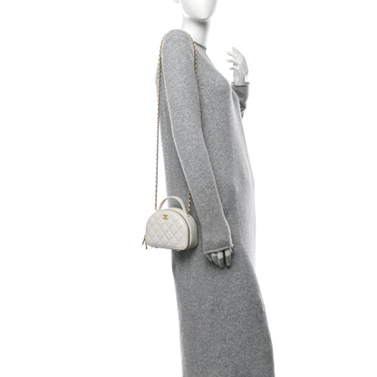 Chanel Lambskin Quilted Small Chic Riviera Top Handle Vanity Case White 2 of 11