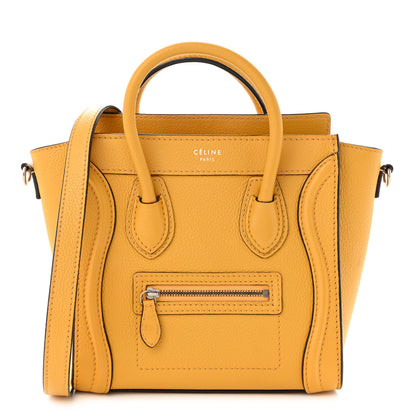 Celine Drummed Calfskin Nano Luggage Ocre 1 of 14