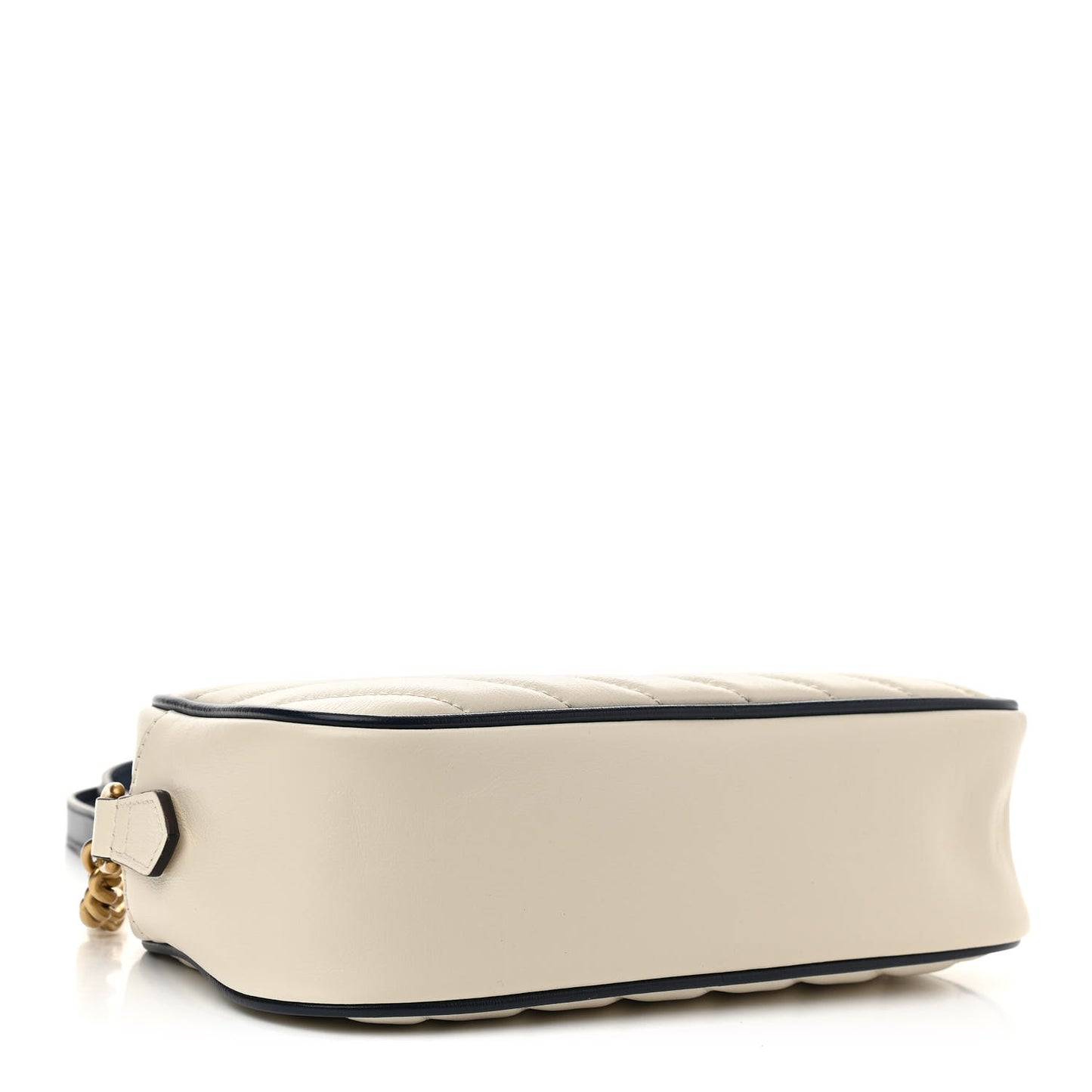 Vintage Effect Calfskin Matelasse Diagonal Small Torchon GG Marmont Chain Shoulder Bag Mystic White Blue Agata