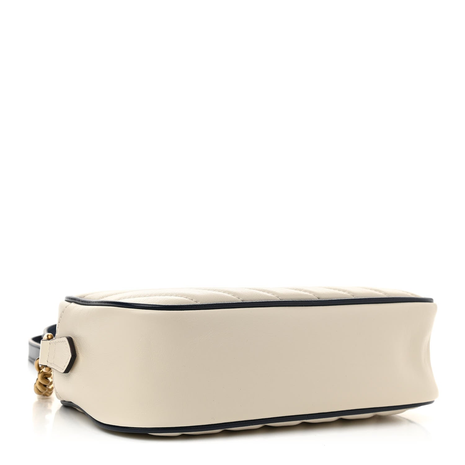 Gucci Vintage Effect Calfskin Matelasse Diagonal Small Torchon GG Marmont Chain Shoulder Bag Mystic White Blue Agata 4 of 11