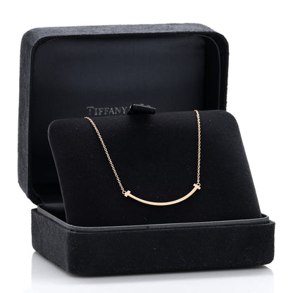 Tiffany 18K Rose Gold Small T Smile Pendant Necklace 6 of 6