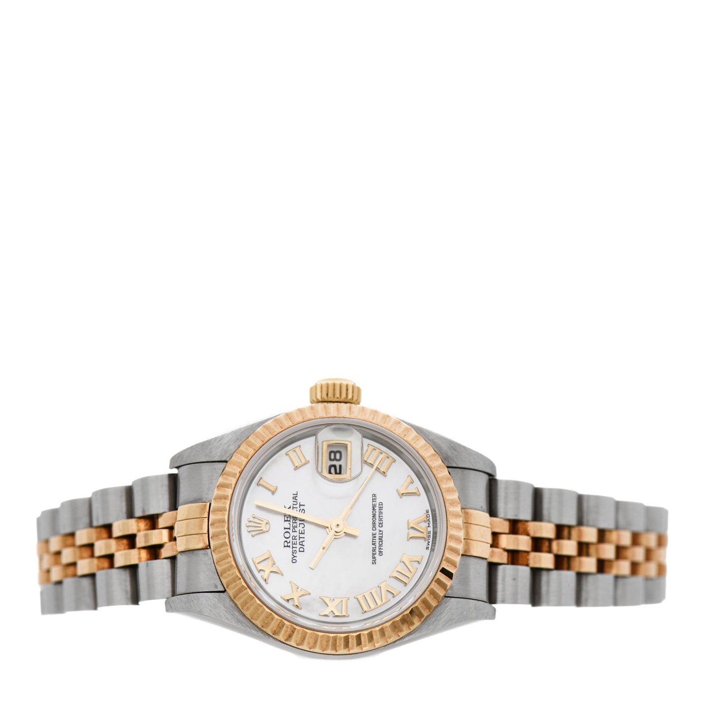 Stainless Steel 18K Yellow Gold Mother of Pearl 26mm Oyster Perpetual Datejust Watch 69173