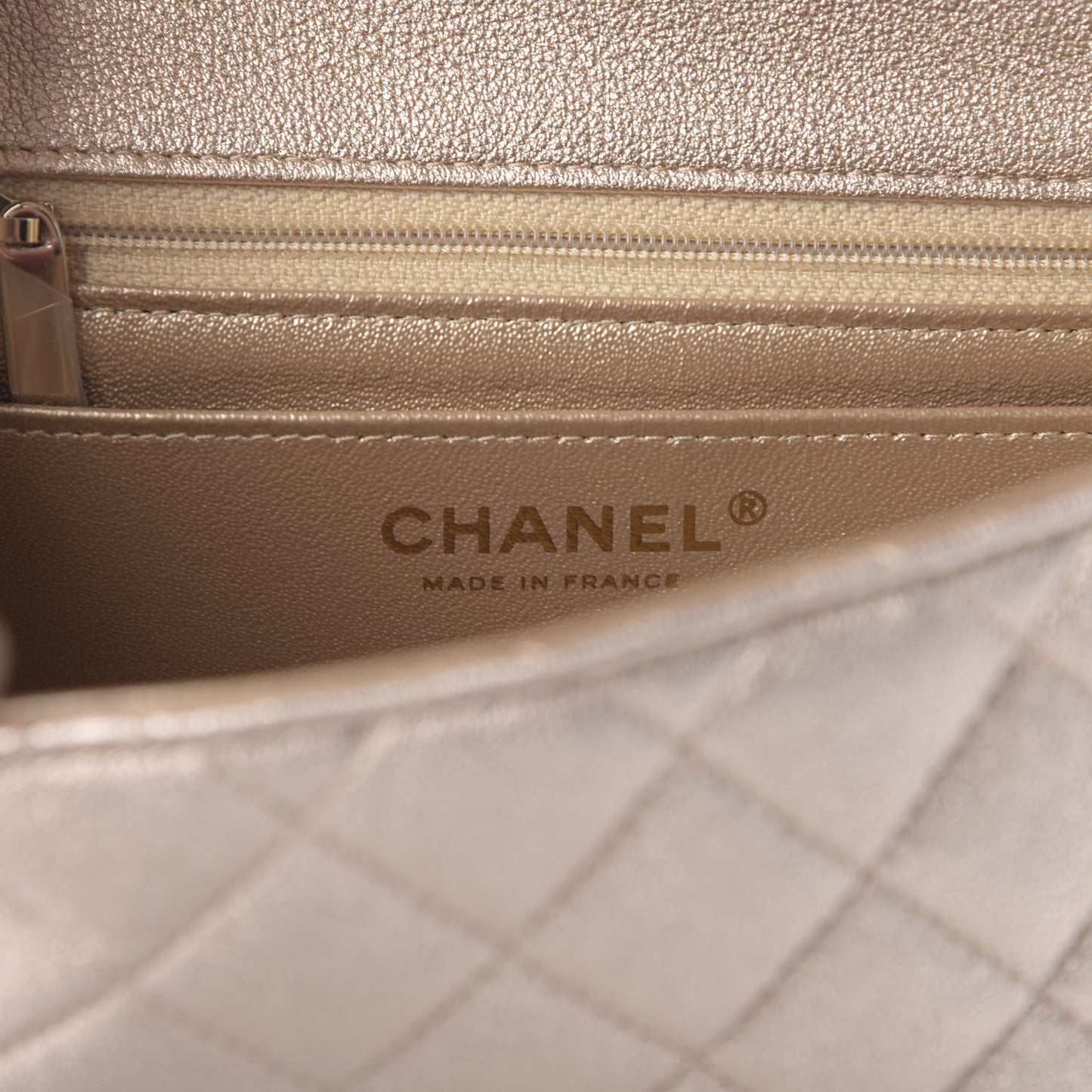 Metallic Lambskin Quilted Mini Square Flap Gold