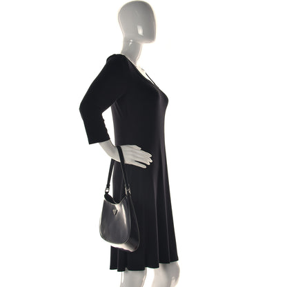 Prada Spazzolato Cleo Shoulder Bag Black 2 of 13