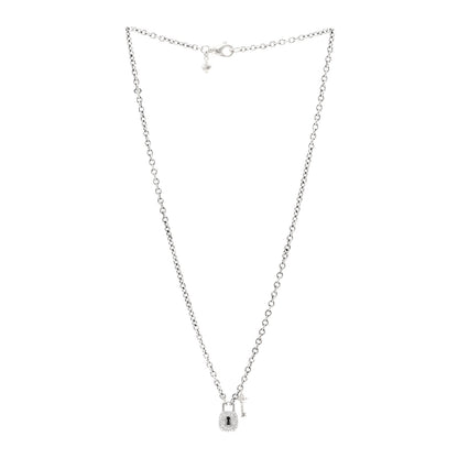David Yurman Sterling Silver Diamond Cable Collectibles Lock and Key Charm Pendant Necklace 3 of 4