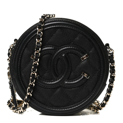Chanel Caviar Quilted Round Filigree Crossbody Black 2 of 11