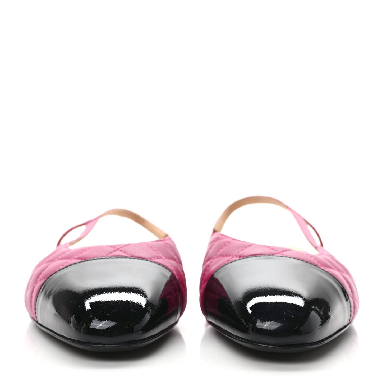 Lambskin Patent Cap Toe CC Slingback Flats 40 Pink Black