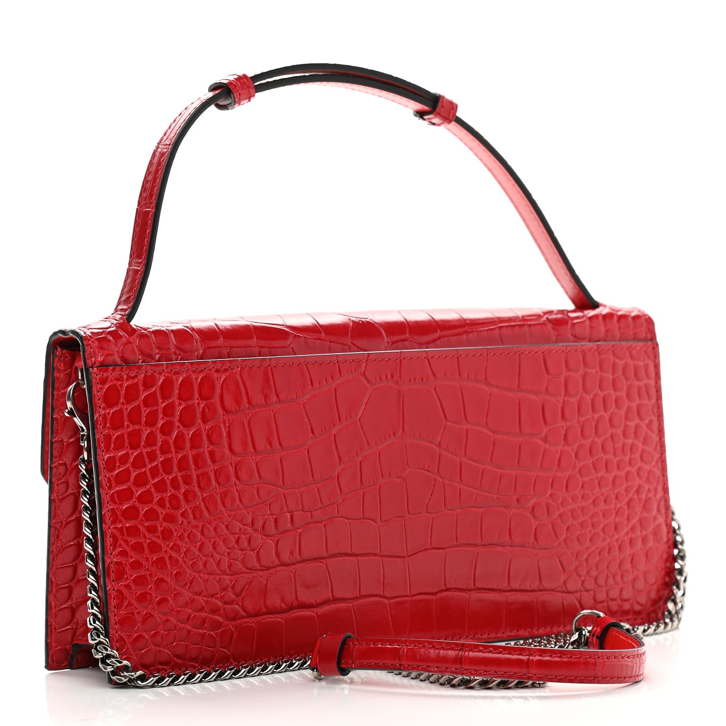 Calfskin Alligator Embossed Elisa Baguette Red