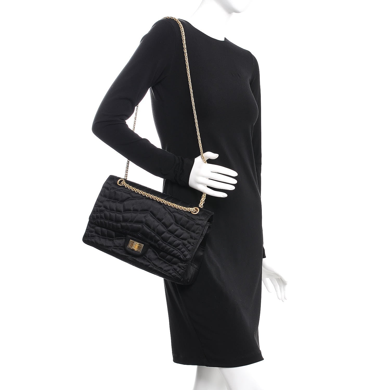 Chanel Satin Coco's Croc 2.55 Reissue 227 Flap Black 2 of 9