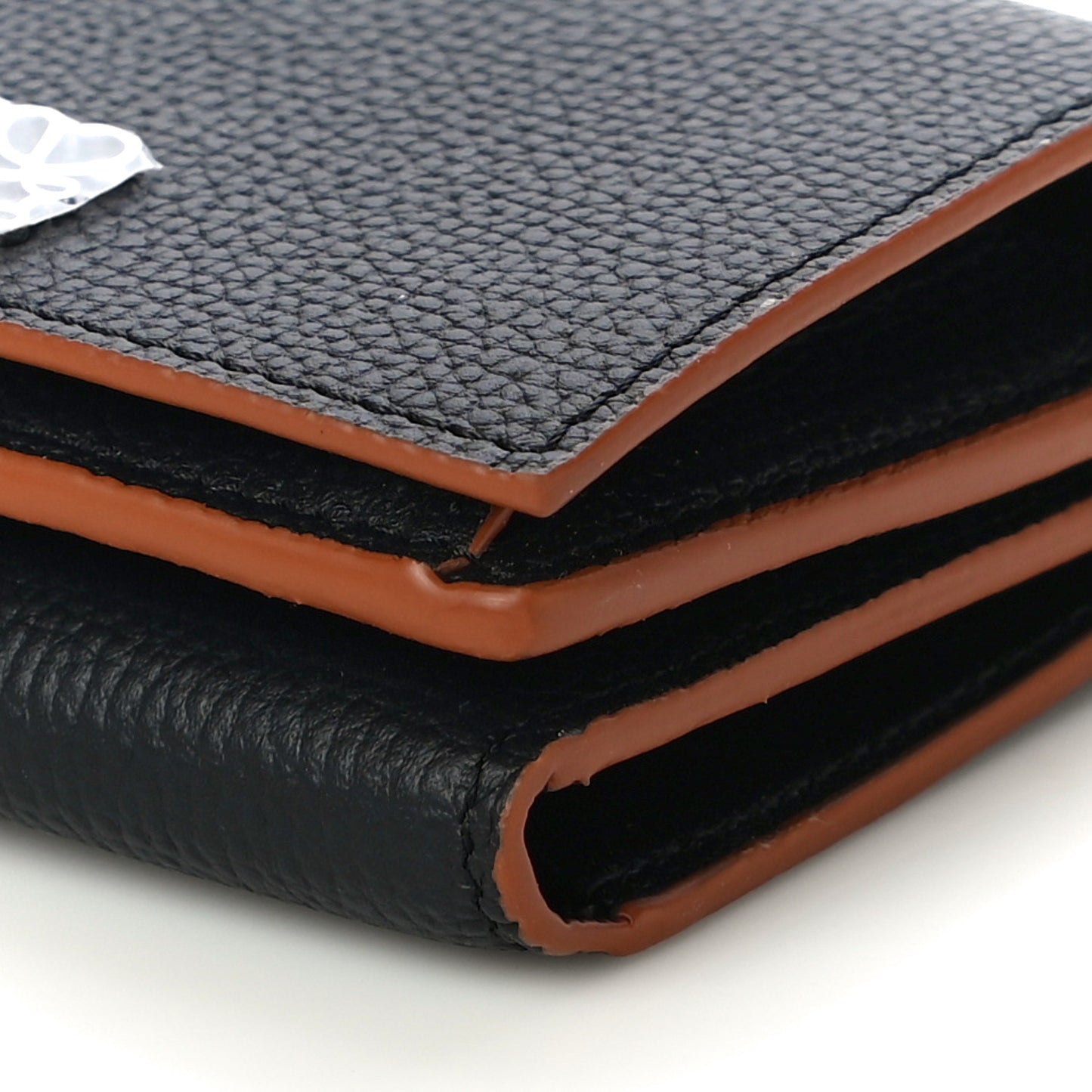 Grained Calfskin Anagram Trifold Wallet Black