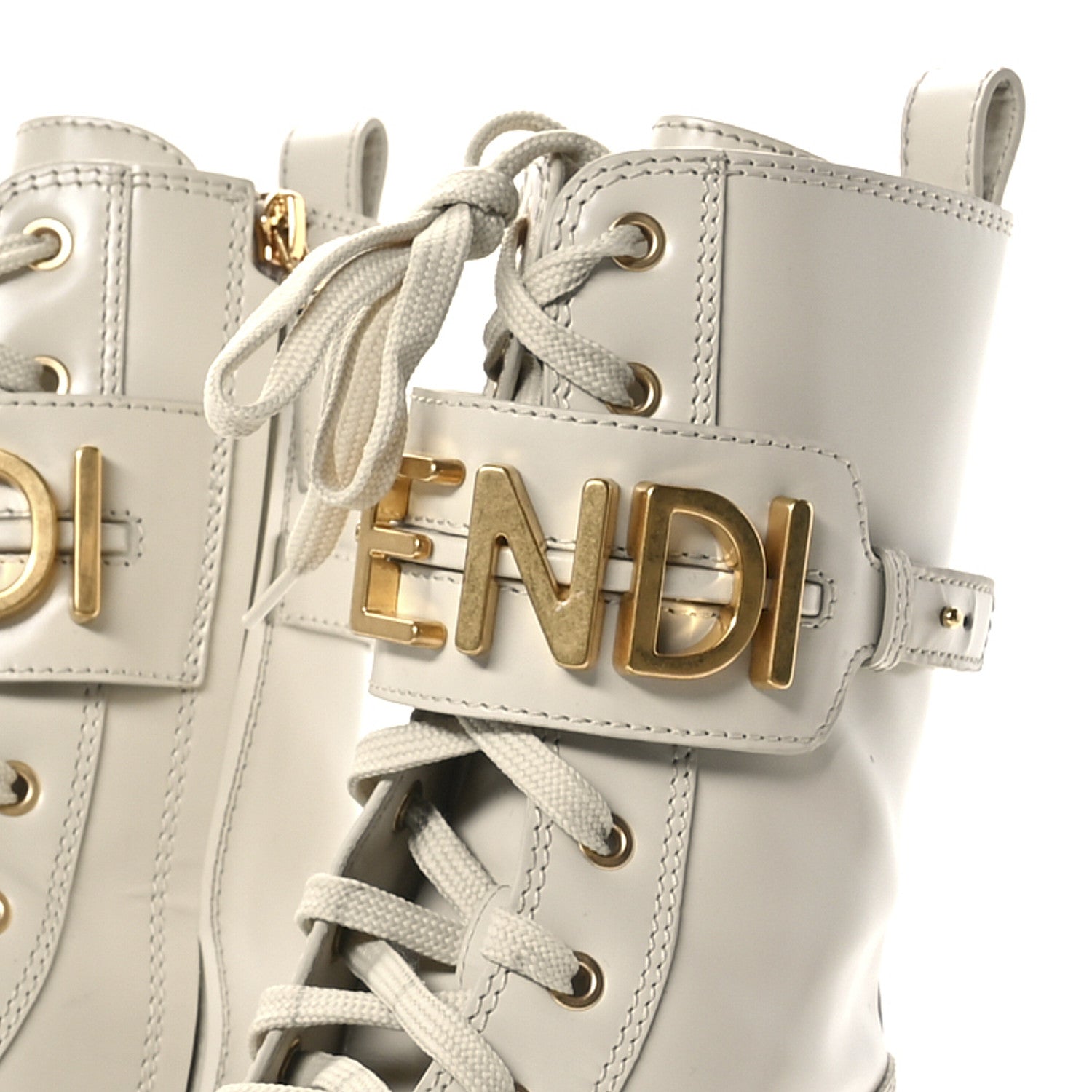 Fendi Vitello Abrasivato Fendigraphy 50mm Biker Boots 40.5 White 4 of 8