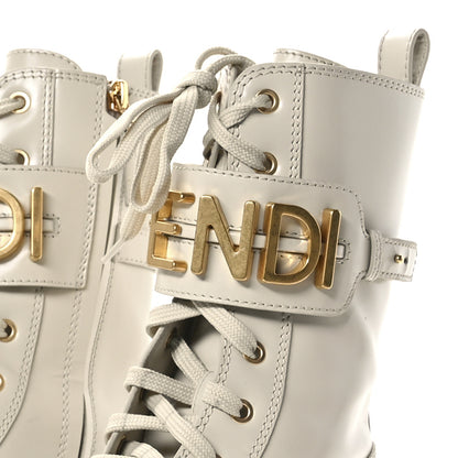 Fendi Vitello Abrasivato Fendigraphy 50mm Biker Boots 40.5 White 4 of 8