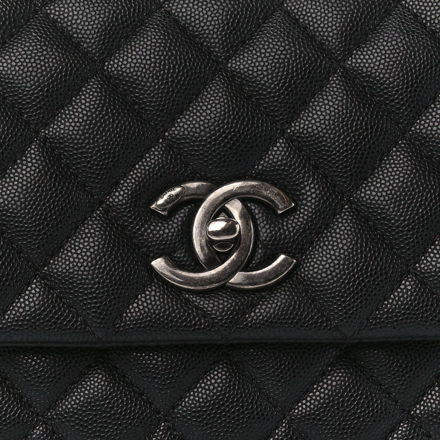 Chanel Caviar Lizard Quilted Small Coco Handle Flap Black 8 of 11