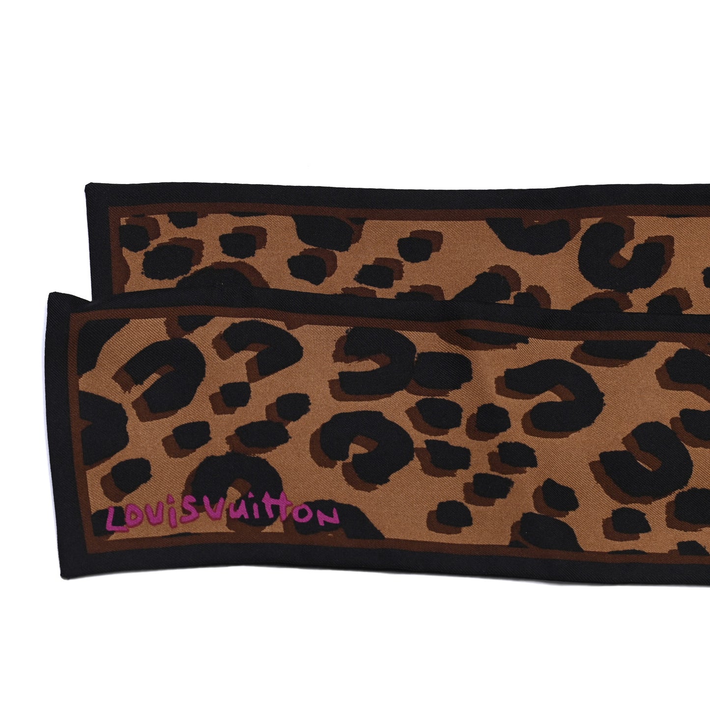 Silk Leopard Bandeau Scarf Marron
