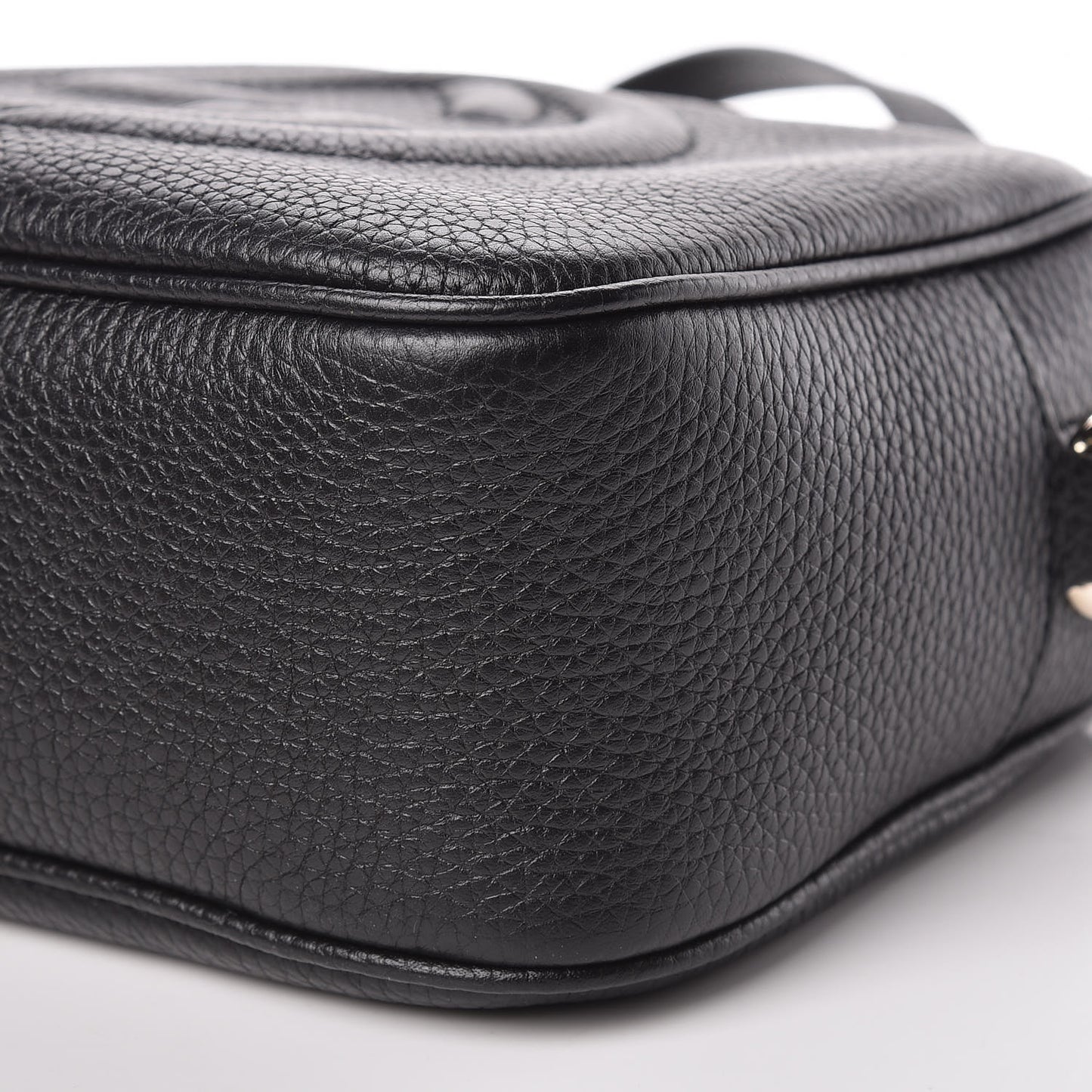 Pebbled Calfskin Small Soho Disco Bag Black